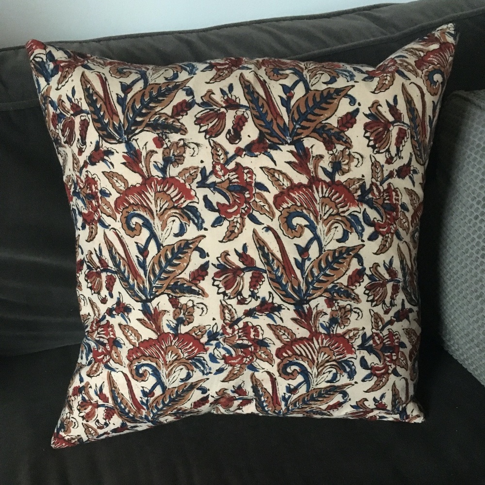 NWOT Indian Block Print Pillow or Cushion Cover